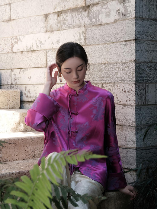 瑕疵|盛唐婧 |桑蚕丝火凤凰紫外套 商品图8
