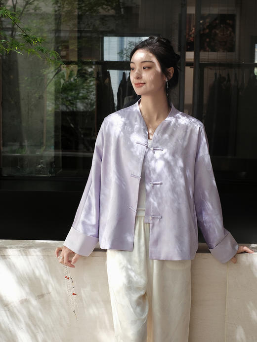 盛唐婧 |金鱼提花一字扣外套-紫色 商品图8