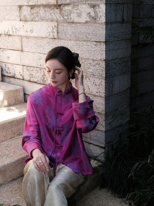 瑕疵|盛唐婧 |桑蚕丝火凤凰紫外套 商品图7