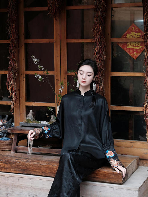 瑕疵|盛唐婧 |真丝新中式绣花衬衫 商品图4