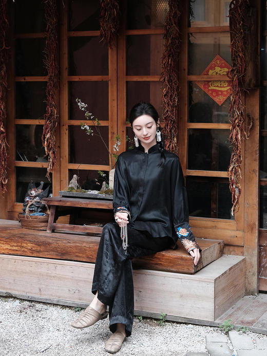 瑕疵|盛唐婧 |真丝新中式绣花衬衫 商品图6