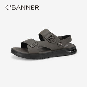 千百度男鞋休闲凉鞋夏季增高沙滩度假海边真皮两穿凉拖鞋A24312609