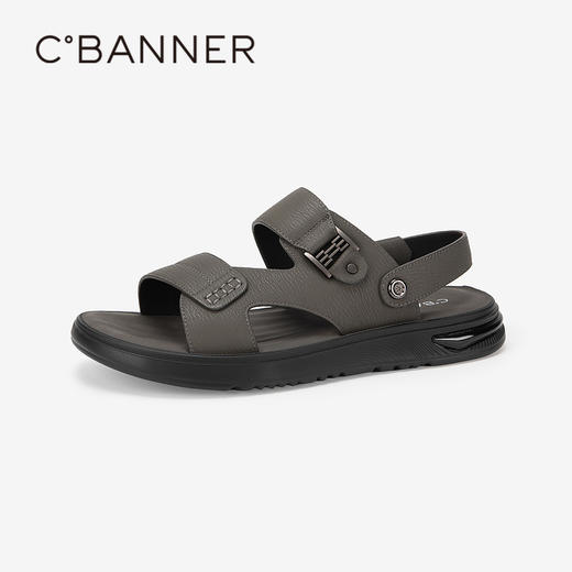 千百度男鞋休闲凉鞋夏季增高沙滩度假海边真皮两穿凉拖鞋A24312609 商品图0