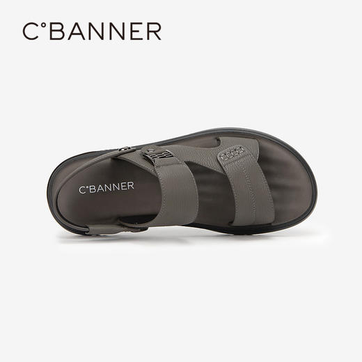 千百度男鞋休闲凉鞋夏季增高沙滩度假海边真皮两穿凉拖鞋A24312609 商品图2