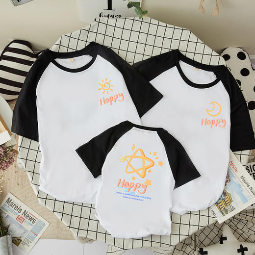 亲子装夏款纯棉短袖一家三口四口2024新款夏季母子母女全家装t恤 商品图11