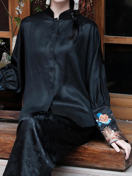 瑕疵|盛唐婧 |真丝新中式绣花衬衫 商品图5