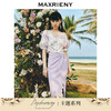 玛克门店发货：MAXRIENY梦幻浪漫紫花卉套装夏V领雪纺衫甜美上衣女(货号:MS88TP252) 商品缩略图0
