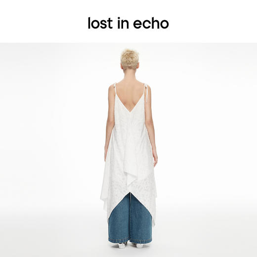 [捡漏价]lost in echo2024春夏新品设计师品牌V领不对称波浪吊带连衣裙 商品图4