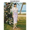 玛克门店发货：MAXRIENY梦幻浪漫紫花卉套装夏V领雪纺衫甜美上衣女(货号:MS88TP252) 商品缩略图1