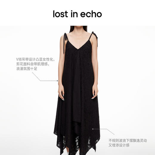 [捡漏价]lost in echo2024春夏新品设计师品牌V领不对称波浪吊带连衣裙 商品图1