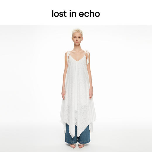 [捡漏价]lost in echo2024春夏新品设计师品牌V领不对称波浪吊带连衣裙 商品图2
