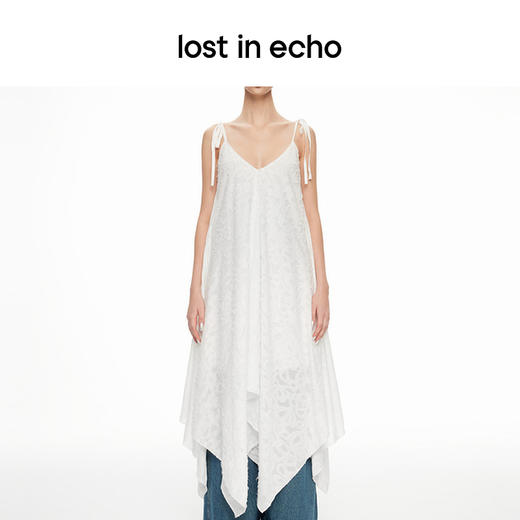 [捡漏价]lost in echo2024春夏新品设计师品牌V领不对称波浪吊带连衣裙 商品图3