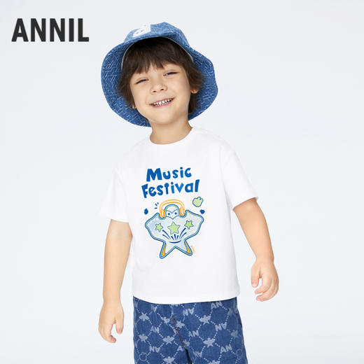 【实体店同款】男童趣味全棉短袖T恤圆领夏季新款安奈儿童装XB421675 商品图1