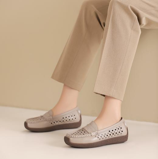 西村名物2024春夏季款通勤舒适洞洞单鞋百搭可爱圆头经典复古鞋X24AH11821 商品图1