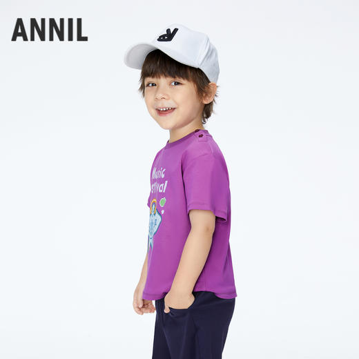【实体店同款】男童趣味全棉短袖T恤圆领夏季新款安奈儿童装XB421675 商品图2
