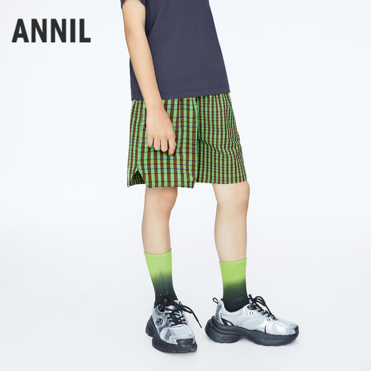 【实体店同款】男童运动风格子中裤裤子夏季新款安奈儿童装AB426656 商品图1