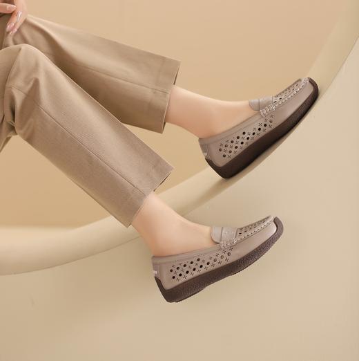 西村名物2024春夏季款通勤舒适洞洞单鞋百搭可爱圆头经典复古鞋X24AH11821 商品图3