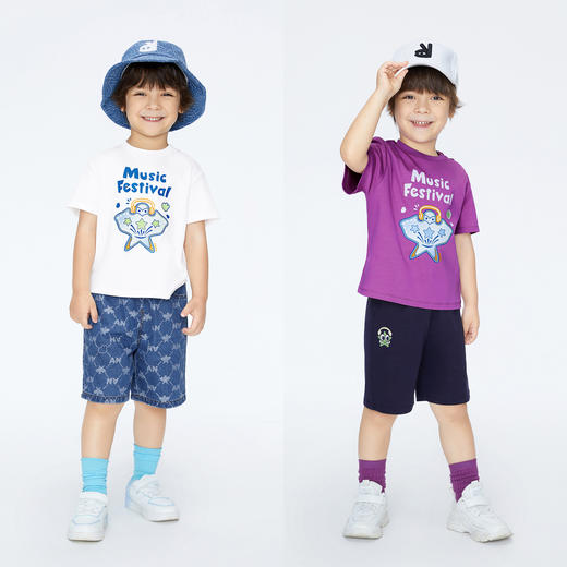 【实体店同款】男童趣味全棉短袖T恤圆领夏季新款安奈儿童装XB421675 商品图3