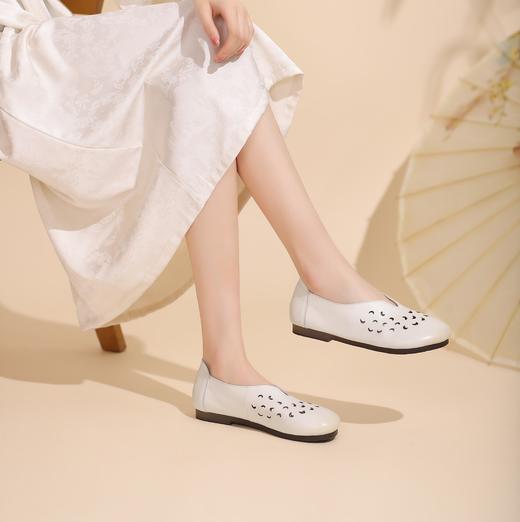 西村名物2024春夏季款通勤舒适洞洞单鞋百搭可爱圆头经典复古鞋X24AH11691 商品图2