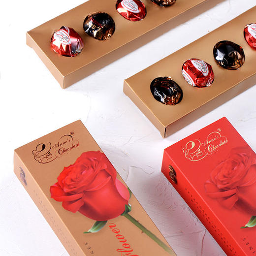 意大利安娜什锦巧克力金色玫瑰/红色玫瑰礼盒80g 一盒6颗两种口味搭配独立包装 044147/044146 商品图1