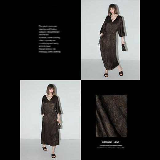 COCOBELLA新中式提花炒色人丝连衣裙凉感盘扣国风长裙FR3045 商品图3