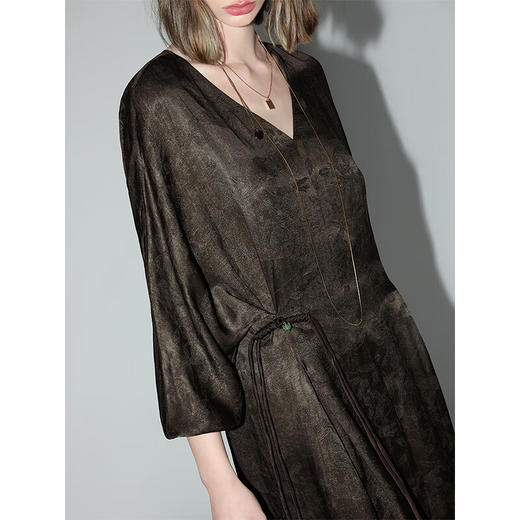 COCOBELLA新中式提花炒色人丝连衣裙凉感盘扣国风长裙FR3045 商品图1