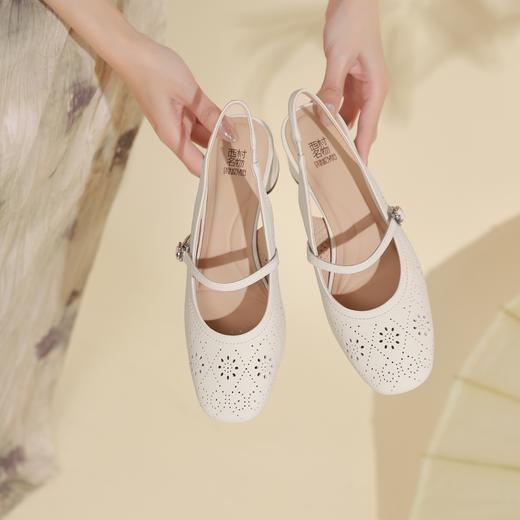 西村名物2024春夏季款通勤舒适后空鞋百搭可爱圆头经典复古鞋X24AH11831 商品图2