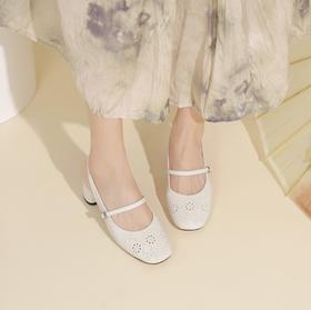 西村名物2024春夏季款通勤舒适后空鞋百搭可爱圆头经典复古鞋X24AH11831