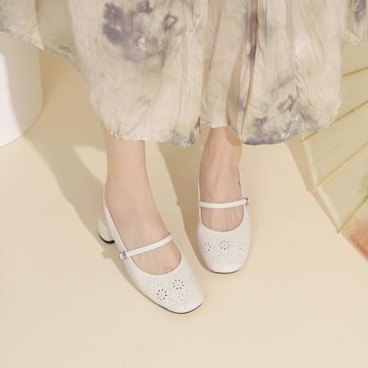 西村名物2024春夏季款通勤舒适后空鞋百搭可爱圆头经典复古鞋X24AH11831 商品图0