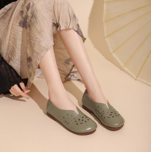 西村名物2024春夏季款通勤舒适洞洞单鞋百搭可爱圆头经典复古鞋X24AH11691 商品图3