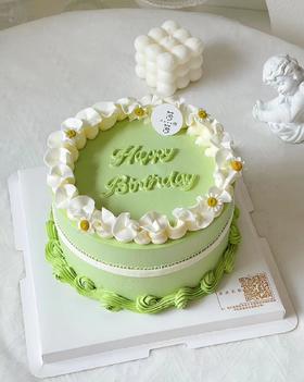 手绘绿色系小清新蛋糕（下单现做，根据排单3-4小时左右）