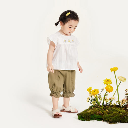 【软牛仔】迷你巴拉女童裤子新夏儿童荷叶边七分裤 商品图2