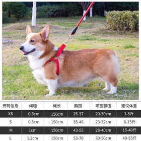【L码】宠物牵引绳红色/黑色/蓝色【20-40斤】EVA反光狗狗2m狗链子狗绳