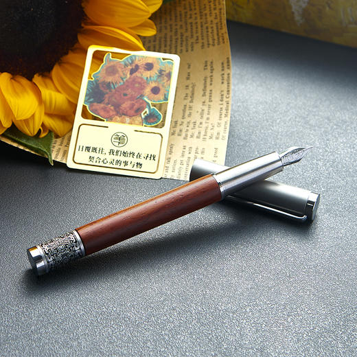 笔下 朱炳仁铜套装(梵高星月夜/向日葵铜书签+钢笔) 商品图3