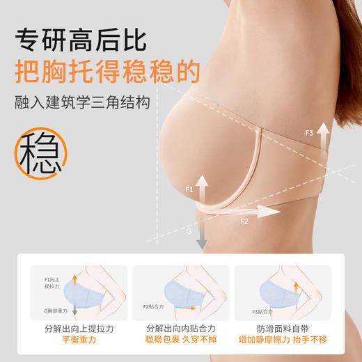 [超薄无肩带2.0]1/2杯防滑内衣大胸黑科技抹胸聚拢无痕美背可拆卸肩带 商品图3