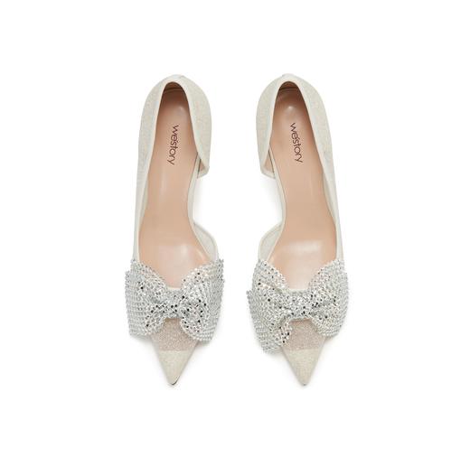 westory春夏季法式全细闪钻交叉带中空礼服鞋新娘婚鞋W24AH57621 商品图3