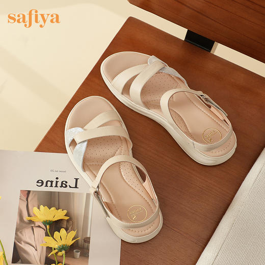 Safiya/索菲娅2024夏季羊皮魔术贴厚底露趾百搭休闲凉鞋 SF42115159 商品图7