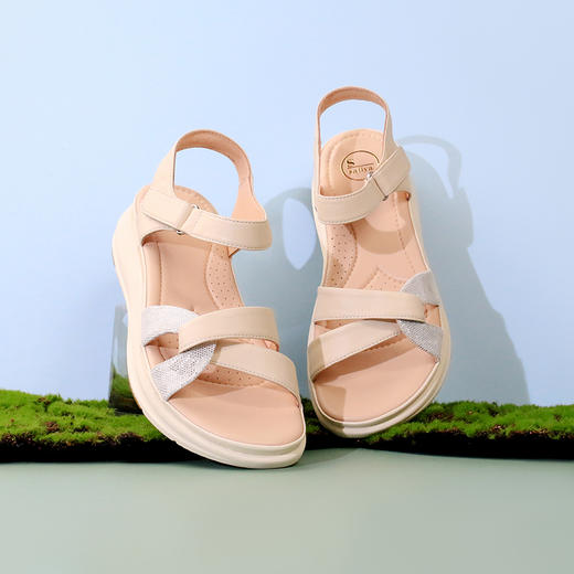 Safiya/索菲娅2024夏季羊皮魔术贴厚底露趾百搭休闲凉鞋 SF42115159 商品图12