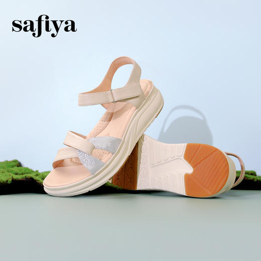 Safiya/索菲娅2024夏季羊皮魔术贴厚底露趾百搭休闲凉鞋 SF42115159 商品图8