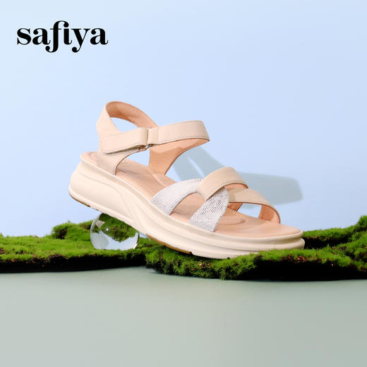 Safiya/索菲娅2024夏季羊皮魔术贴厚底露趾百搭休闲凉鞋 SF42115159 商品图10