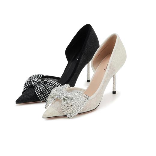 westory春夏季法式全细闪钻交叉带中空礼服鞋新娘婚鞋W24AH57621 商品图0