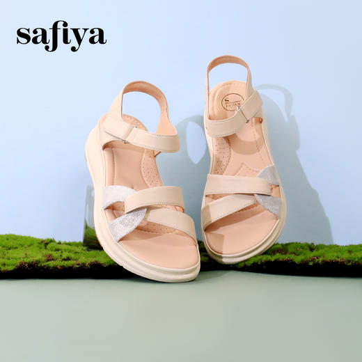 Safiya/索菲娅2024夏季羊皮魔术贴厚底露趾百搭休闲凉鞋 SF42115159 商品图11