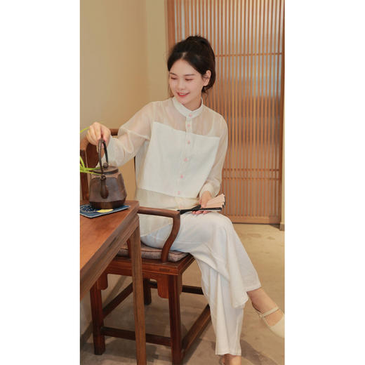 【抖音专属】拼接衬衫（23710226-本白） 商品图3