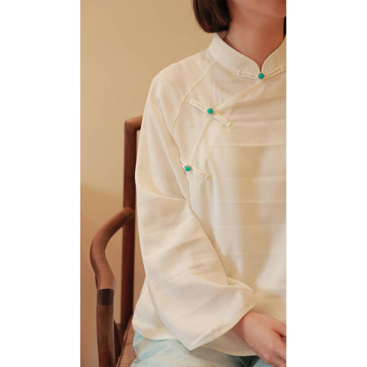 抖音专属】斜襟套头衫（24708306-山矾） 商品图2