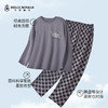 春秋款睡衣男款棉长袖棋盘格长裤黑色套头家居服春夏季套装JJT9937 商品缩略图2
