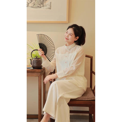 【抖音专属】拼接衬衫（23710226-本白） 商品图2