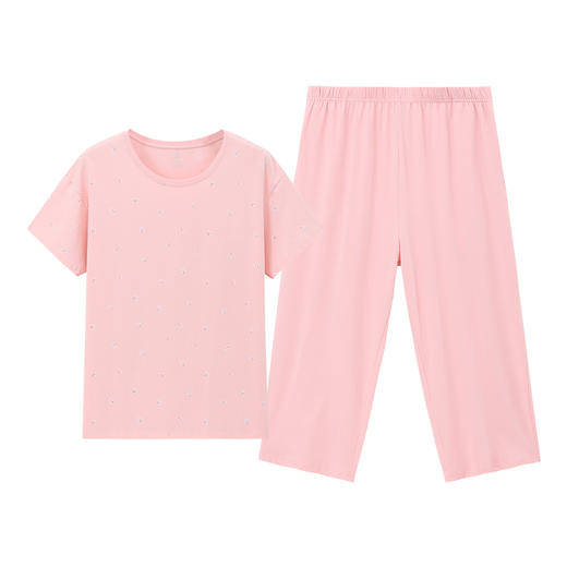 Threegun三枪 【凉感弹力棉】圆领短袖中裤女士家居套家居服-81890D011 商品图2
