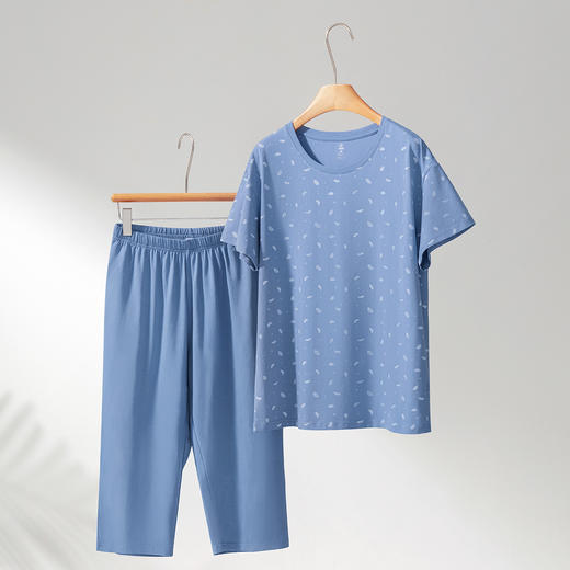 Threegun三枪 【凉感弹力棉】圆领短袖中裤女士家居套家居服-81890D011 商品图1
