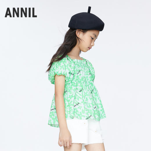 【实体店同款】女童甜美T恤短袖上衣BLUE新款安奈儿童装AG421823 商品图2