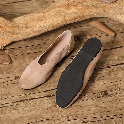 法式复古奶奶鞋单鞋女平底鞋简约羊猄皮乐福鞋H241180558 商品图3